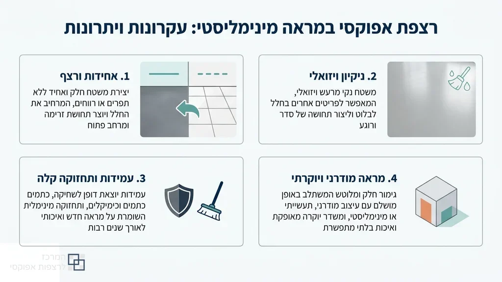 נוצר על ידי מודל בינה מלאכותית Gemini Pro עיצוב רצפת אפוקסי בגוון אחיד ומינימליסטי