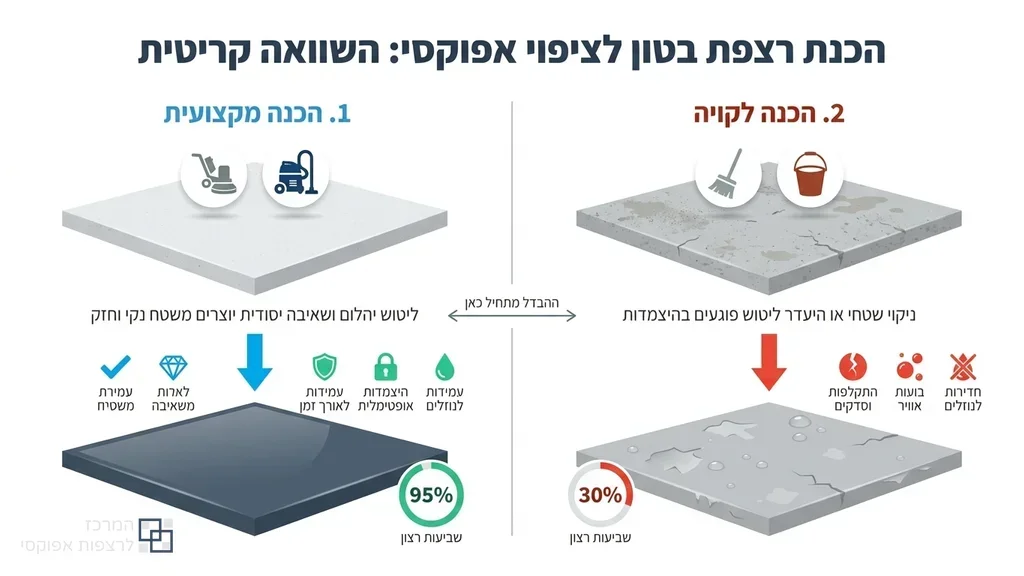 תהליך הכנת תשתית בטון לקראת ציפוי