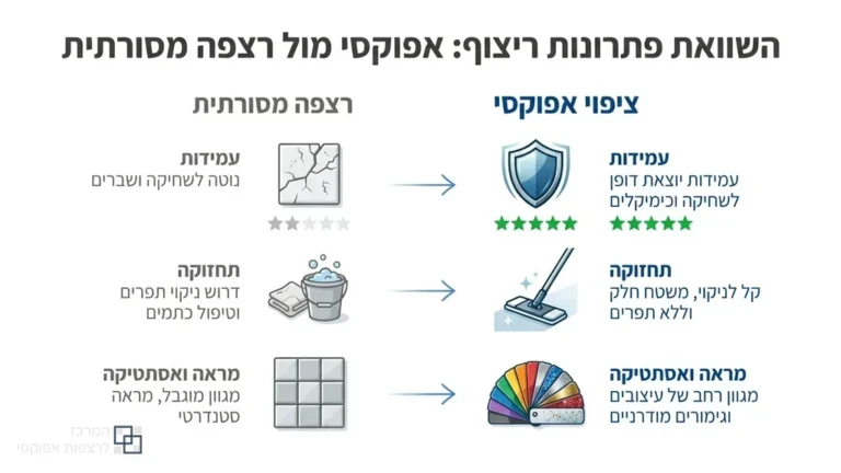 רצפת אפוקסי מבריקה ויוקרתית בסלון בית מעוצב בשוהם