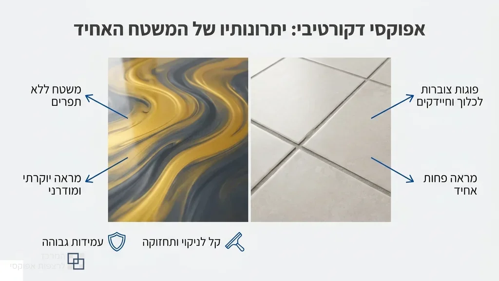 השוואת מראה רצפת אפוקסי דקורטיבית