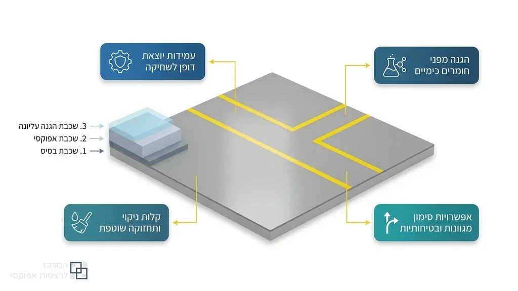 ציפוי אפוקסי תעשייתי לחניון עם סימון קווים בולט
