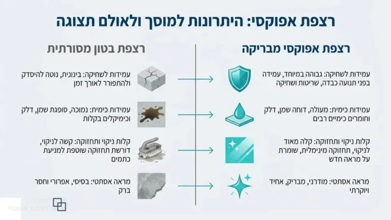 רצפת אפוקסי מבריקה ויוקרתית באולם תצוגה