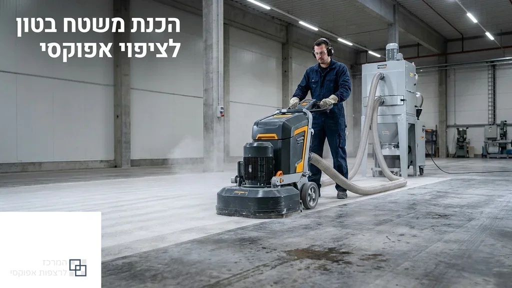 מכונת ליטוש בטון מכינה את התשתית לפני יישום אפוקסי