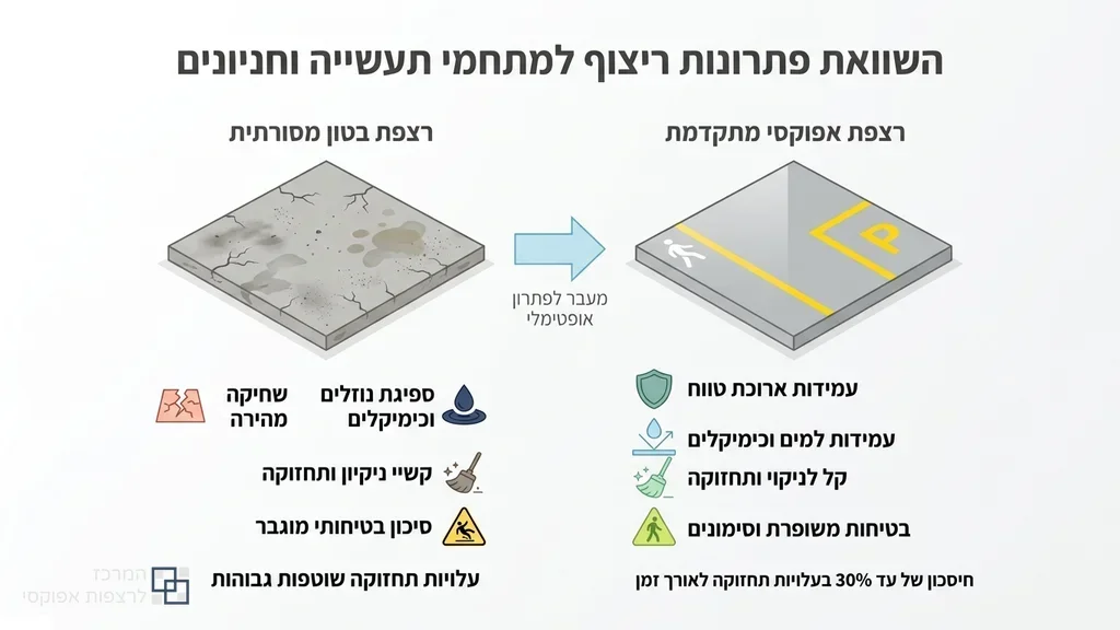 יישום ציפוי אפוקסי בחניון תת קרקעי או מבנה תעשייתי