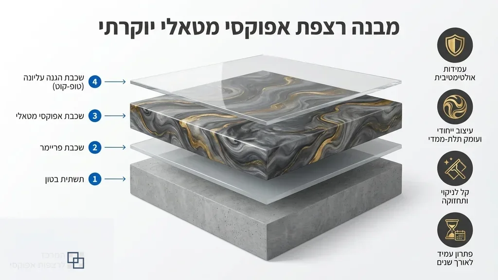 רצפה אפוקסית במראה מטאלי יוקרתי