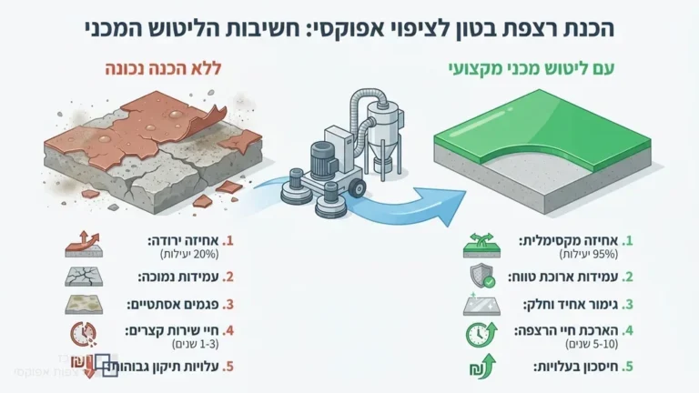 מכונת ליטוש בטון תעשייתית מכינה תשתית לקראת ציפוי אפוקסי