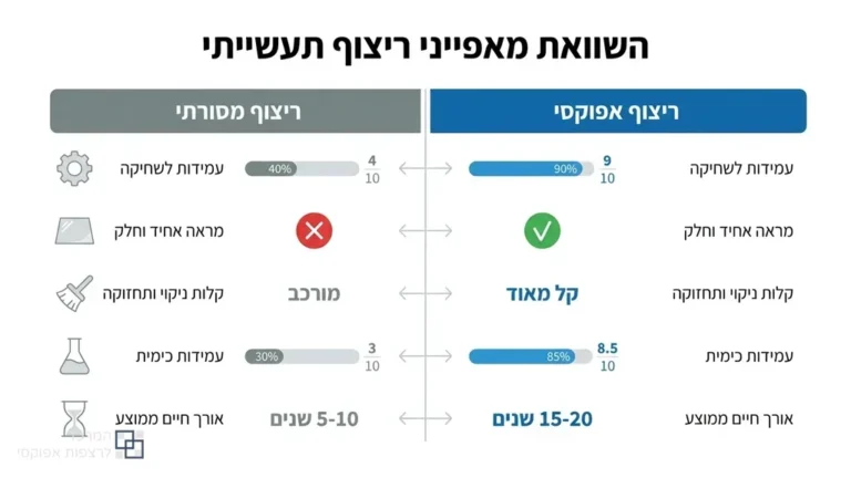 רצפת אפוקסי מבריקה ועמידה בחלל תעשייתי בראש העין