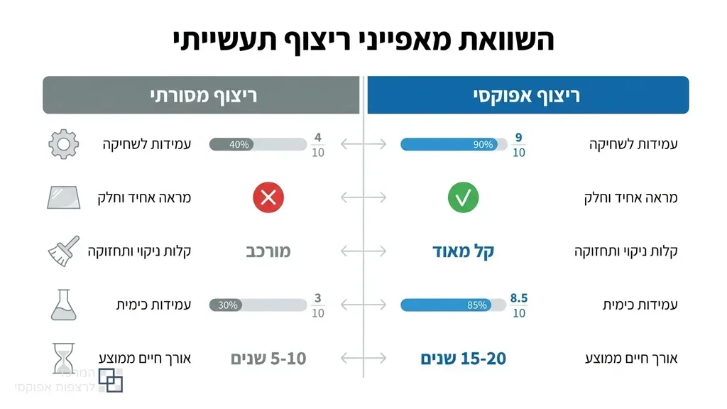 רצפת אפוקסי מבריקה ועמידה בחלל תעשייתי בראש העין