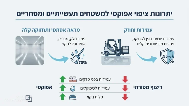 רצפת אפוקסי מבריקה באולם תצוגה מסחרי בקרית אתא