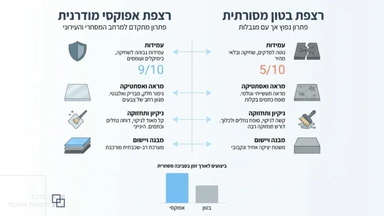רצפת אפוקסי מודרנית במבנה מסחרי בנשר