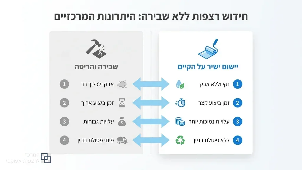 רצפת אפוקסי חלקה ומבריקה המיושמת על גבי ריצוף קיים בסלון מודרני
