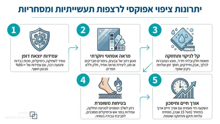 יישום ציפוי אפוקסי מקצועי על רצפת בטון תעשייתית