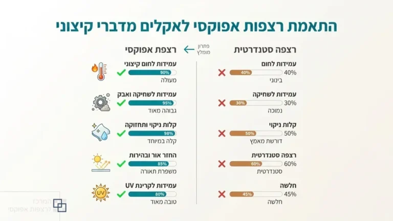 רצפת אפוקסי מבריקה וחלקה בחלל מואר, המדגימה עמידות לתנאי חום וקרינה