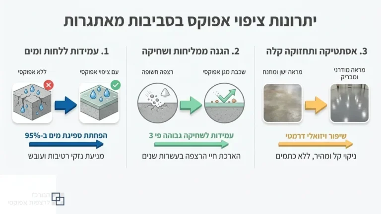 ציפוי אפוקסי איכותי באזור תעשייה באור עקיבא המציג רצפה חלקה ומבריקה