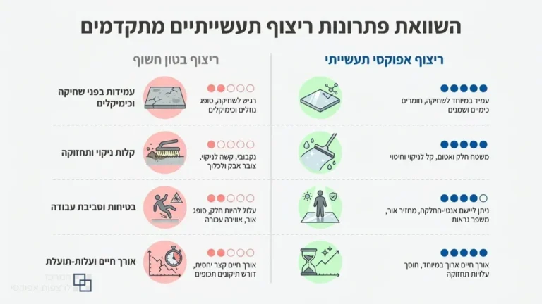 רצפת אפוקסי מבריקה בחלל תעשייתי באור עקיבא