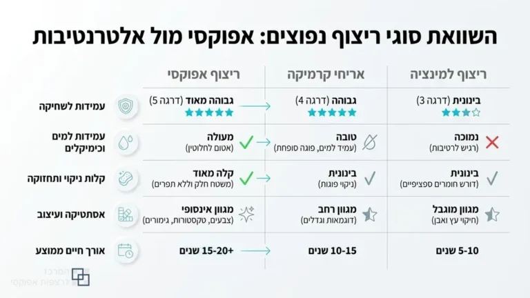 רצפת אפוקסי מבריקה וחלקה בסלון מודרני בקרית אונו