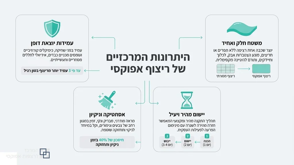 רצפת אפוקסי מבריקה ונקייה בחלל מסחרי בעפולה