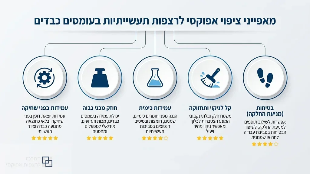 רצפת אפוקסי תעשייתית עמידה במחסן או מוסך