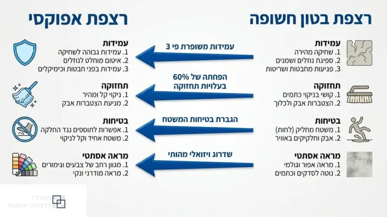 רצפת אפוקסי מבריקה בחלל מסחרי או תעשייתי בחדרה