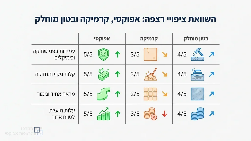 השוואת עמידות ונראות של רצפת אפוקסי מקצועית