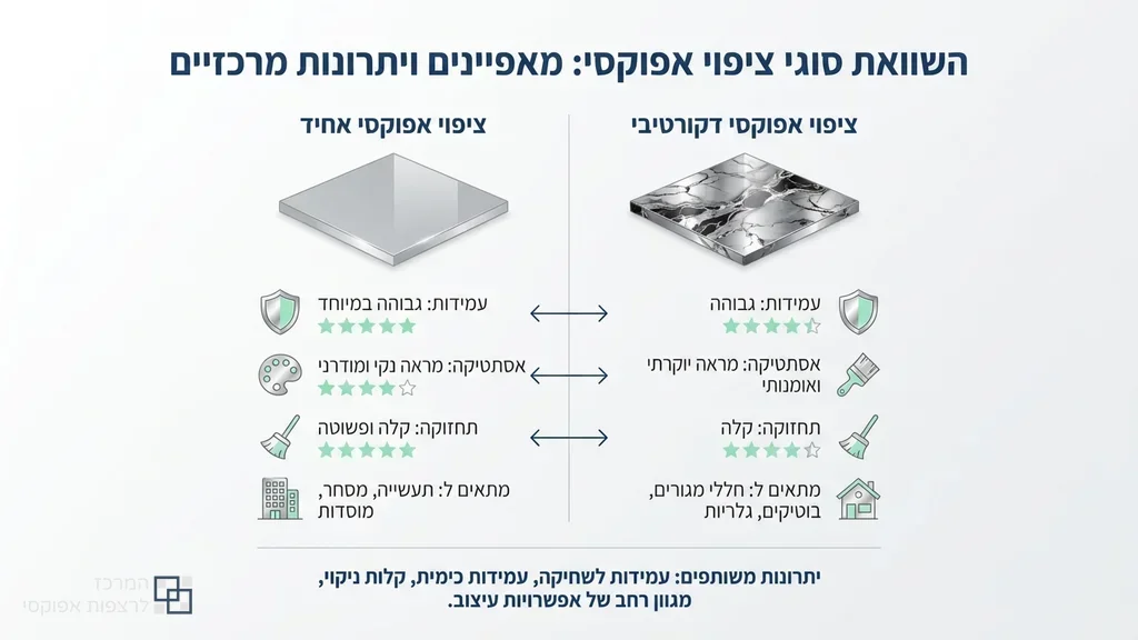 השוואת גימורי אפוקסי שונים לעסקים וחנויות