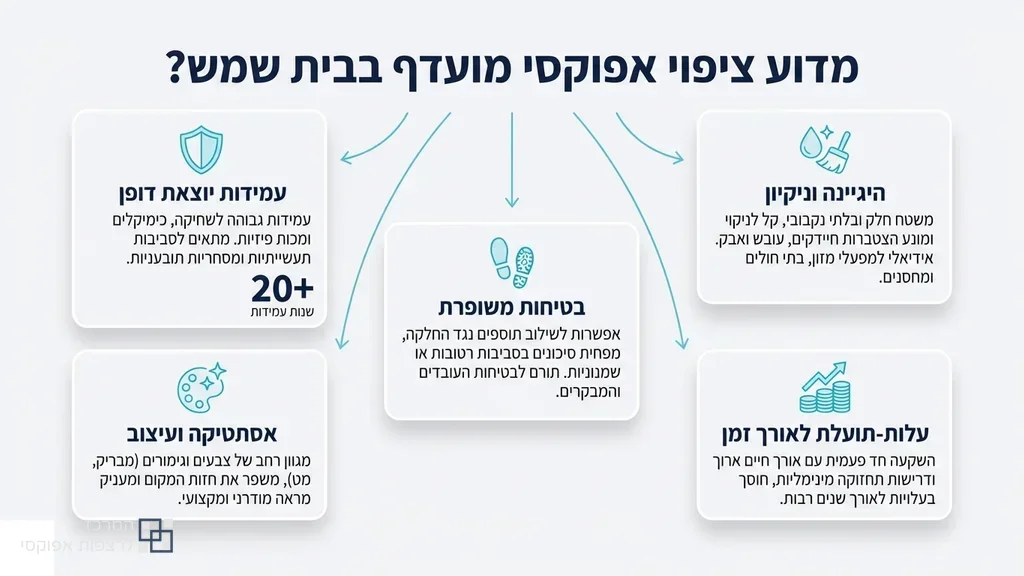 רצפת אפוקסי חלקה ומבריקה בחלל תעשייתי ומסחרי
