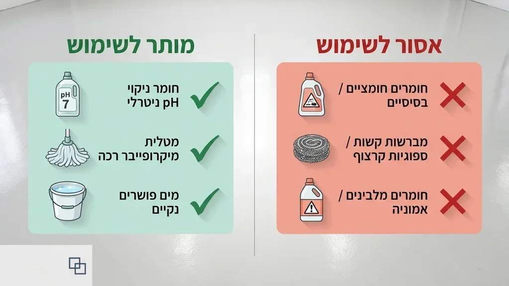 חומרי ניקוי מומלצים ובטוחים לרצפות אפוקסי