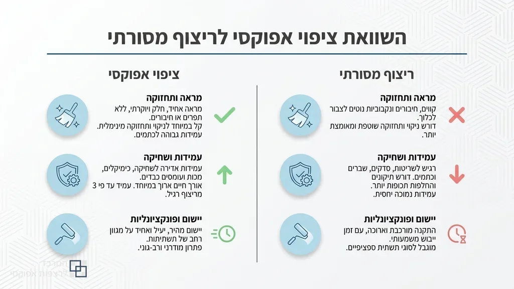 רצפת אפוקסי חלקה ומבריקה בחלל מסחרי בצפון