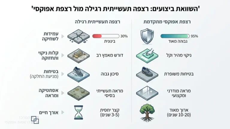 רצפת אפוקסי מבריקה באולם תצוגה מסחרי