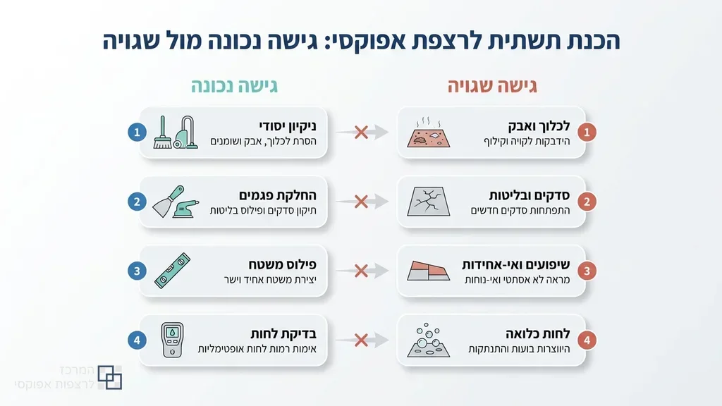 צוות מקצועי של המרכז לרצפות אפוקסי מבצע יציקת רצפה במוסד חינוכי